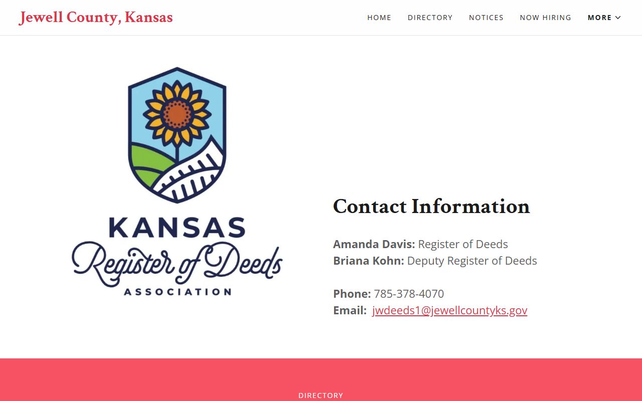 Jewell County Clerk of the District Court and Register of Deeds distinction