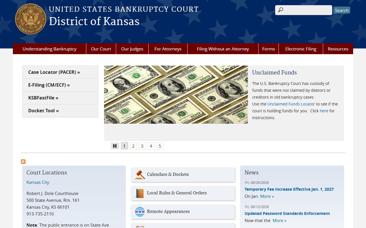 Jewell County court dockets U.S. Bankruptcy Court for the District of Kansas