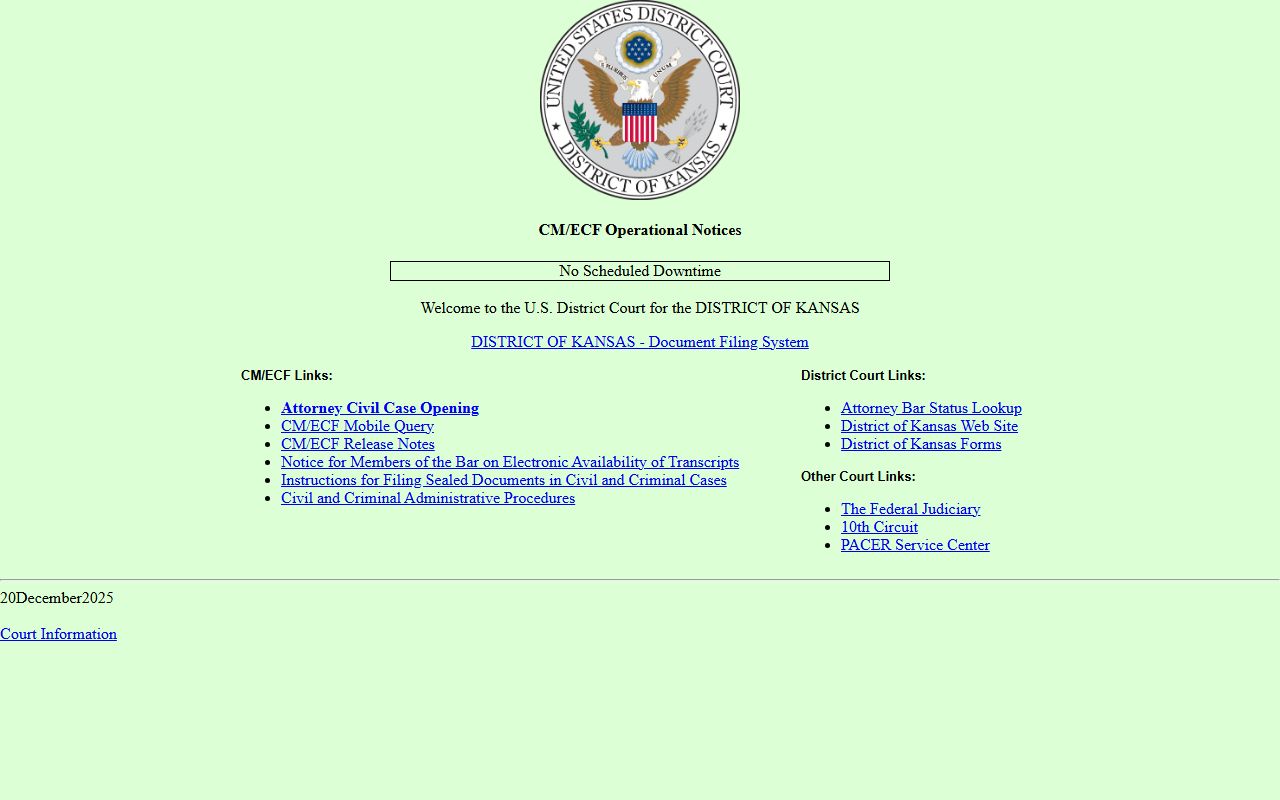 Jewell County court records District of Kansas CM ECF federal access