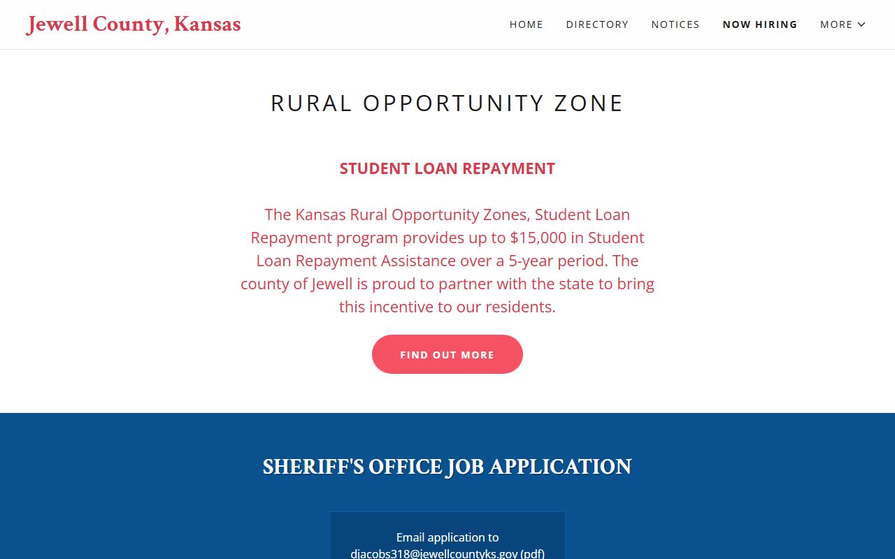 Jewell County inmate search sheriff job contact