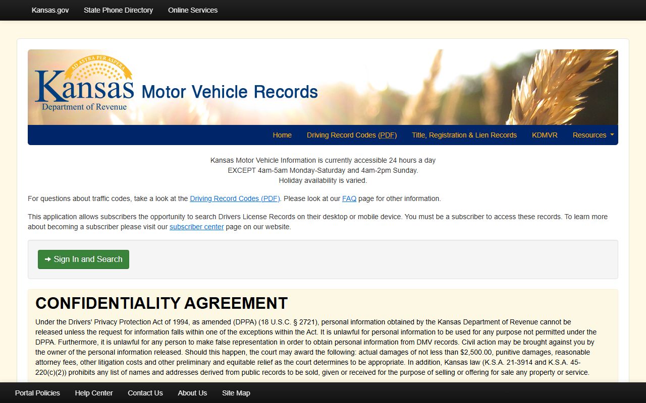 Jewell County traffic court records Kansas MVR subscriber system