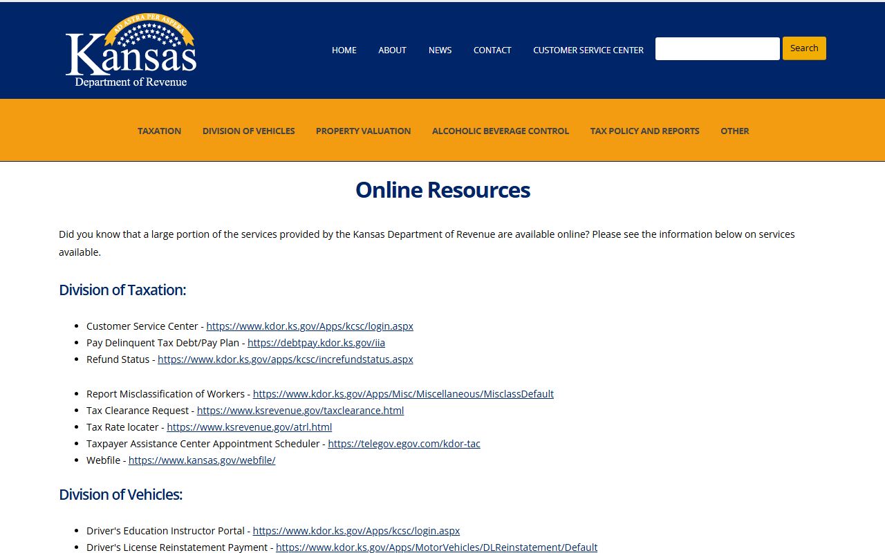 Jewell County traffic court records Kansas Department of Revenue online services