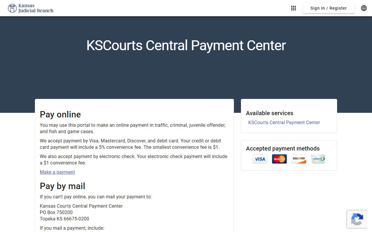 Jewell County warrant search Kansas Central Payment Center